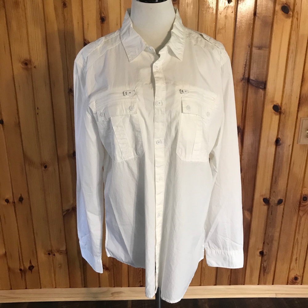 Calvin Klein two pocket long sleeve White Shirt.